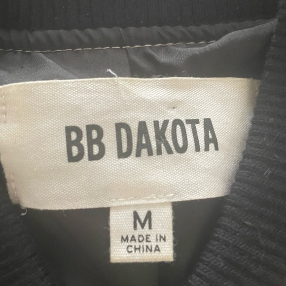 BB Dakota Metallic Champagne Gold Faux Leather Bomber Jacket Women’s Size Medium - Picture 3 of 12